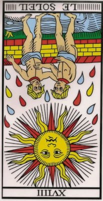 Significado de El Sol en una lectura de Tarot si sale al revés o invertida